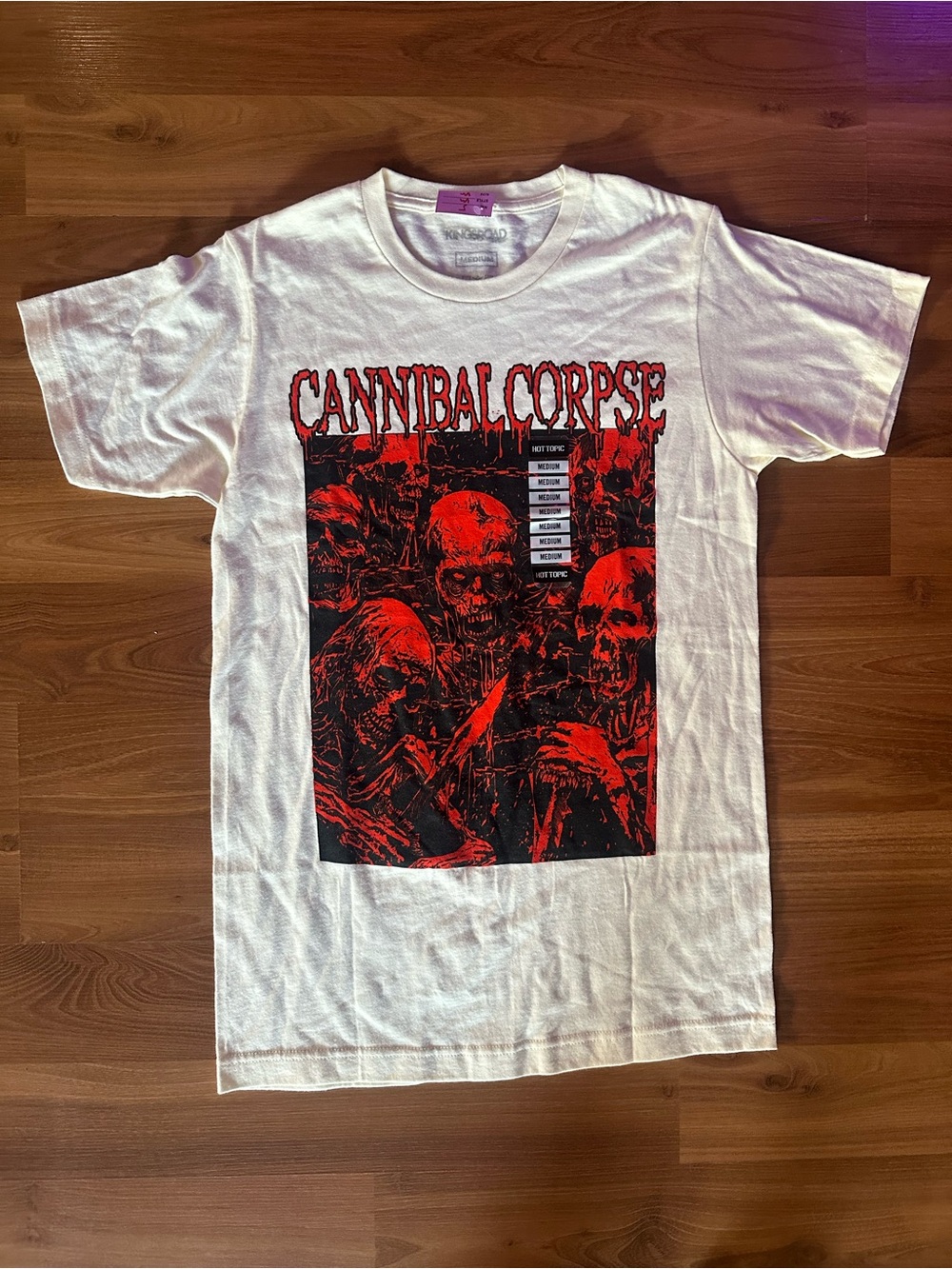 Hot Topic White Short Sleeve Tee Cannibal Corpse Chained Skeletons Graphic
